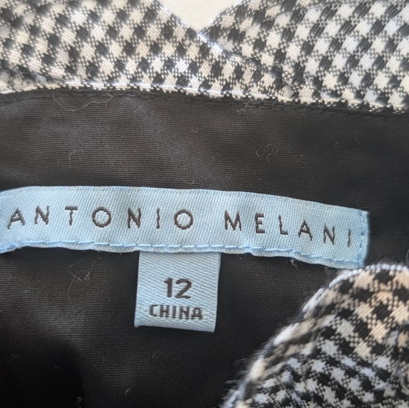 ANTONIO MELANI Black And White Gingham Maxi Dress with Ruffle Straps Size 12 - Picture 5 of 9